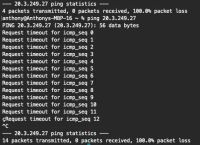 terminal ping failed